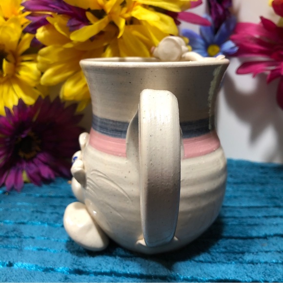 🆕 Francine Zajac Handmade Studio Pottery Art 3D Whimsical Cat & Mouse Clay Mug - Picture 6 of 14